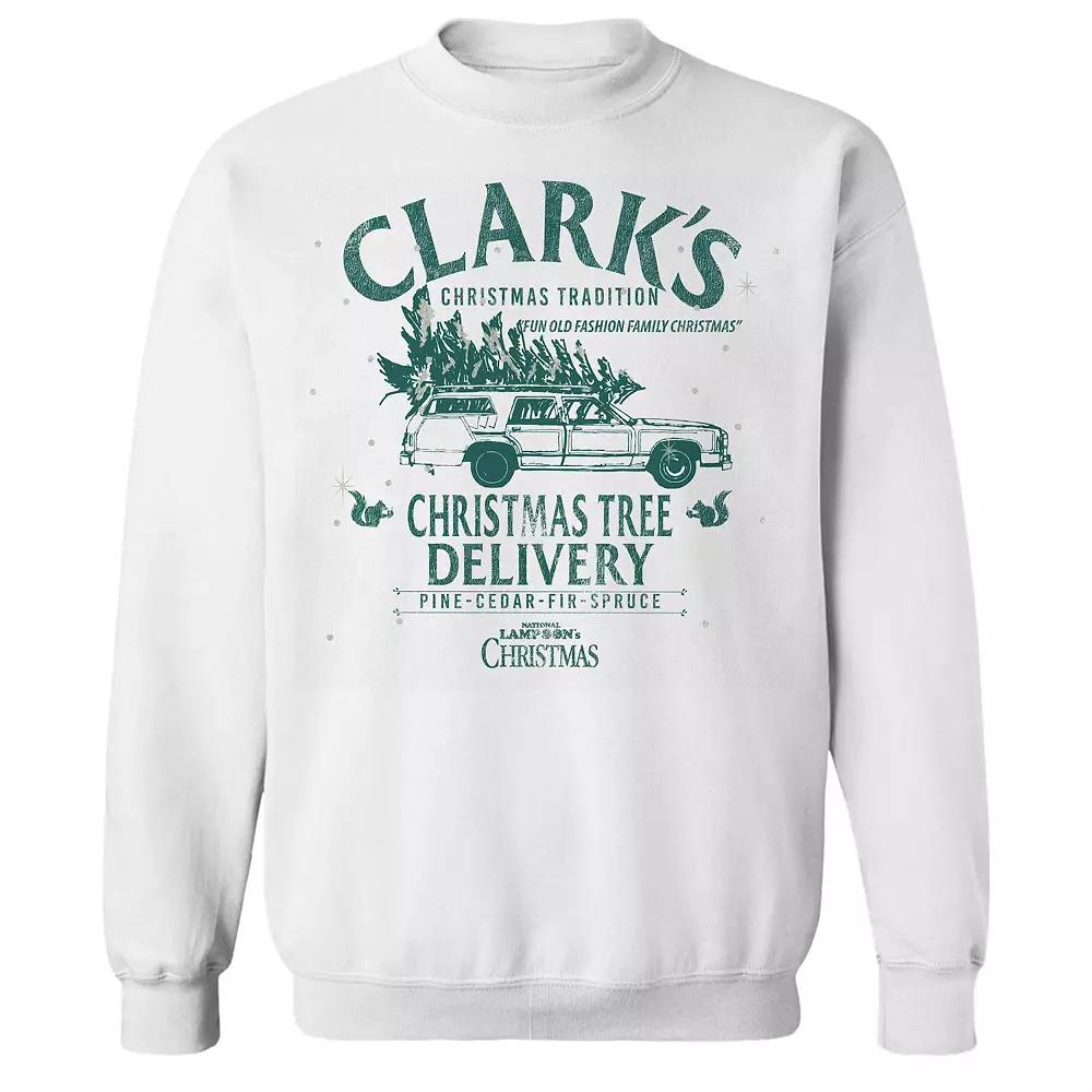 Men's Clarks Christmas Tree Delivery National Lampoon's Christmas Vacation Graphic Fleece Crew Sweatshirt, Size: XXL, White Product Image