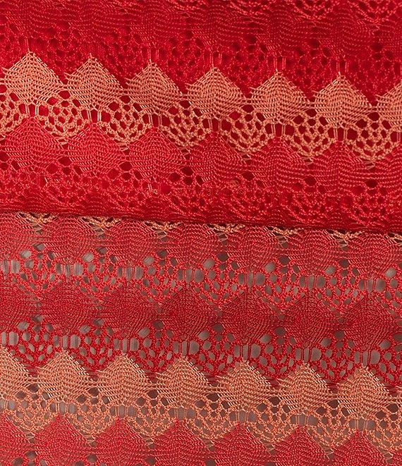 Chelsea & Violet Coordinating Ally Tie Front Square Neck Long Sleeve Chevron Print Crochet Blouse Product Image