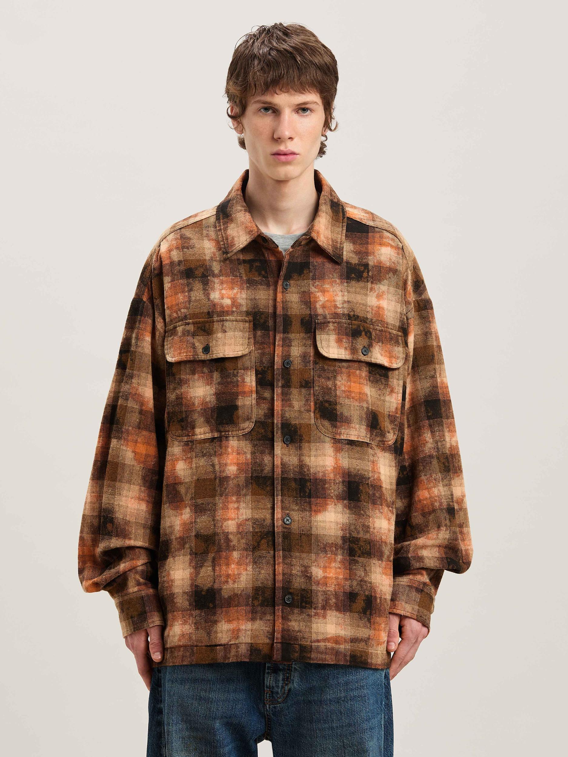 BEAR IN MIND CHECK SHIRT LS ORANGE - BRO Product Image