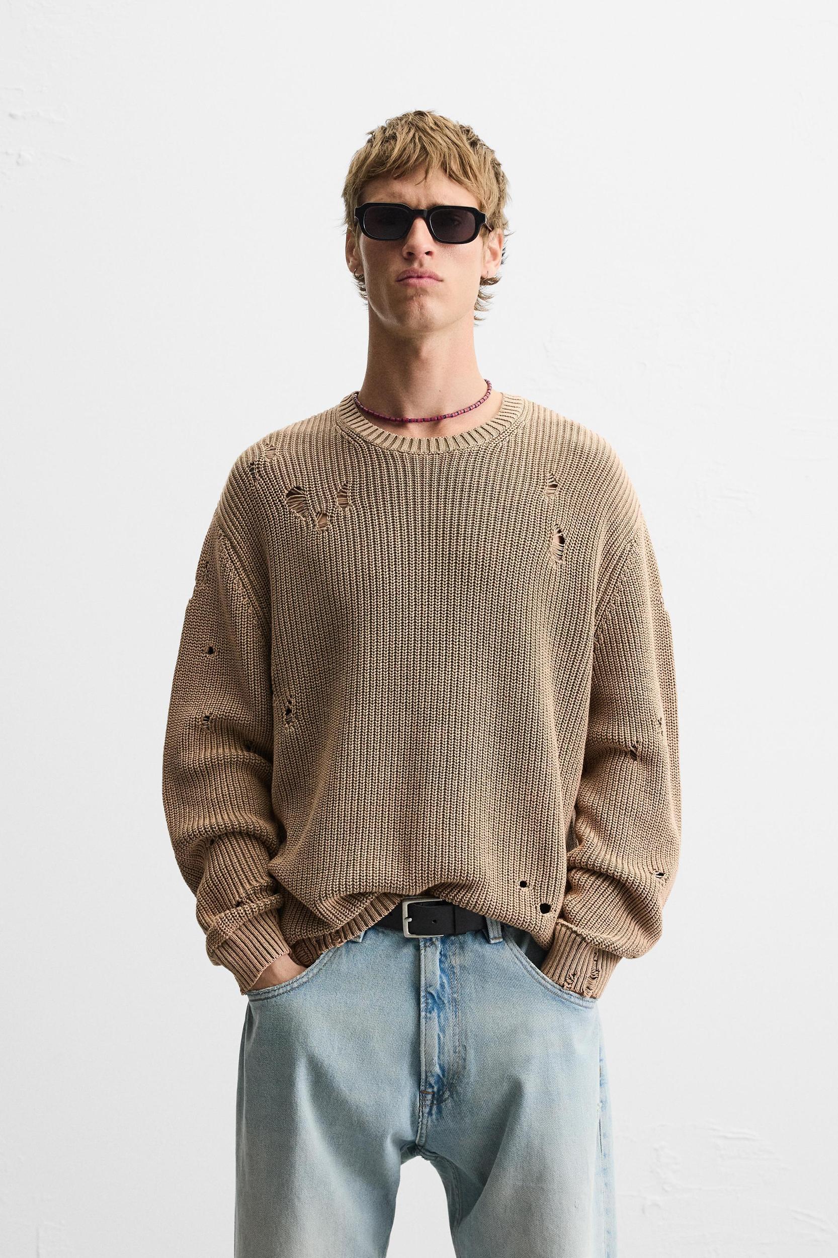 ACID WASH RIPPED SWEATER Product Image