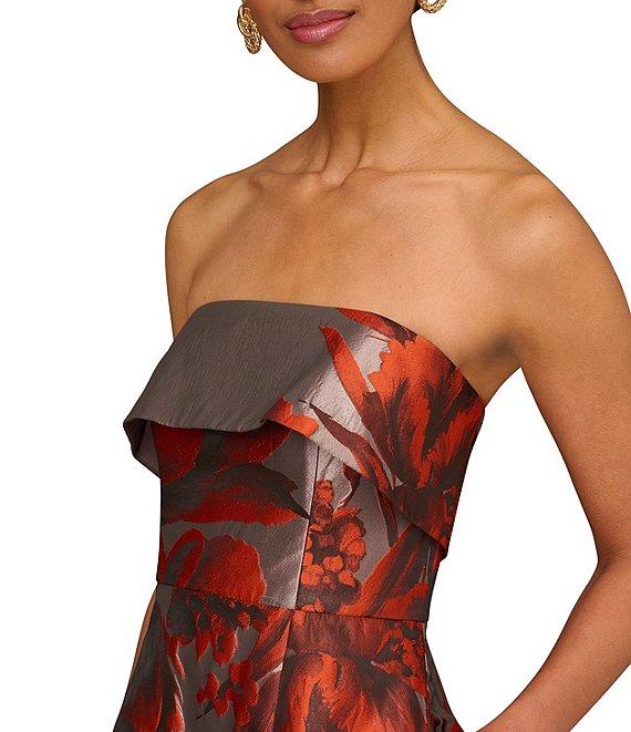 Aidan Mattox Floral Jacquard Strapless Sleeveless Popover Bodice Gown Product Image