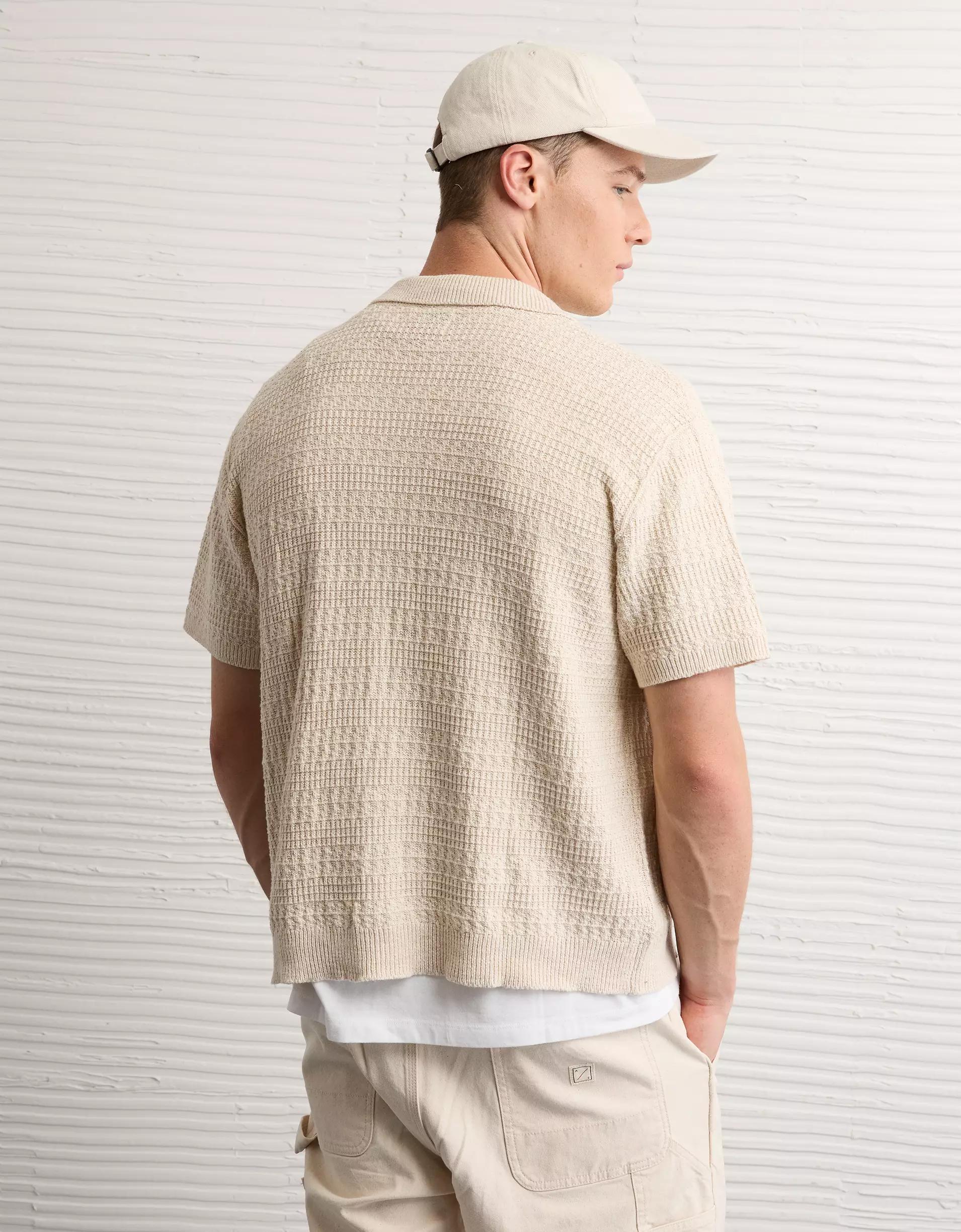 AE Weekend Button-Up Sweater Polo Shirt Product Image