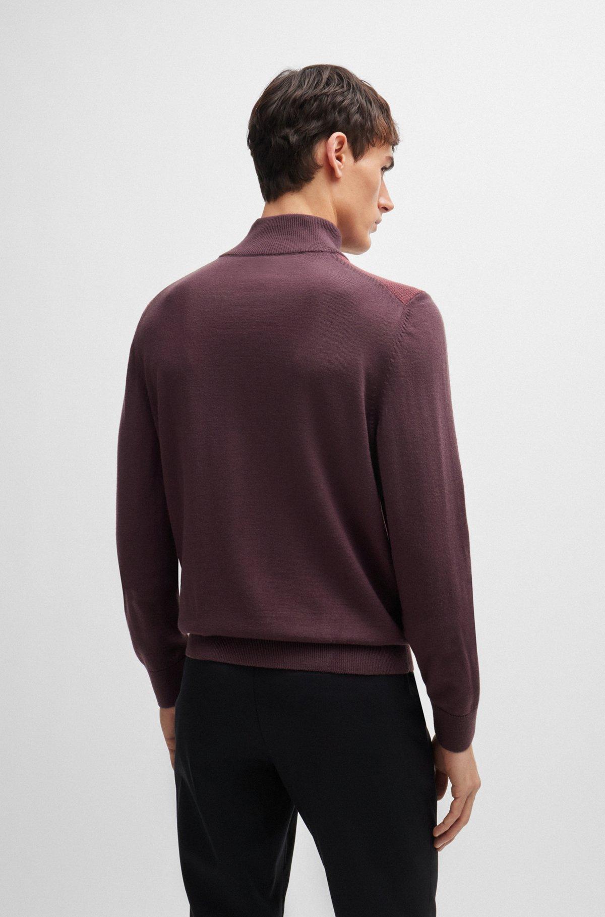 Zip-neck sweater with mixed structures Product Image