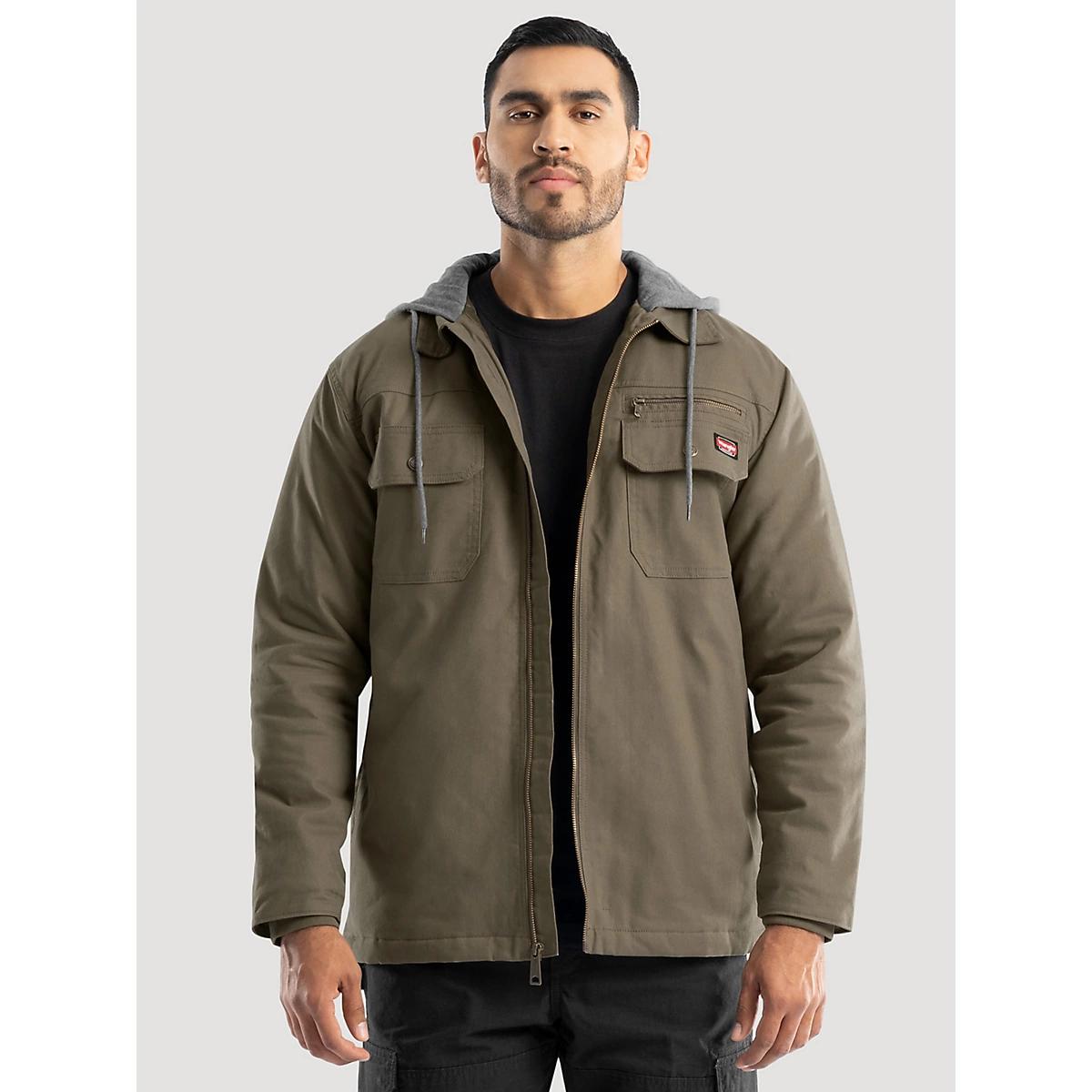 Men's Hooded Workwear Quilted Lined Shirt Jacket in Bungee Cord Product Image