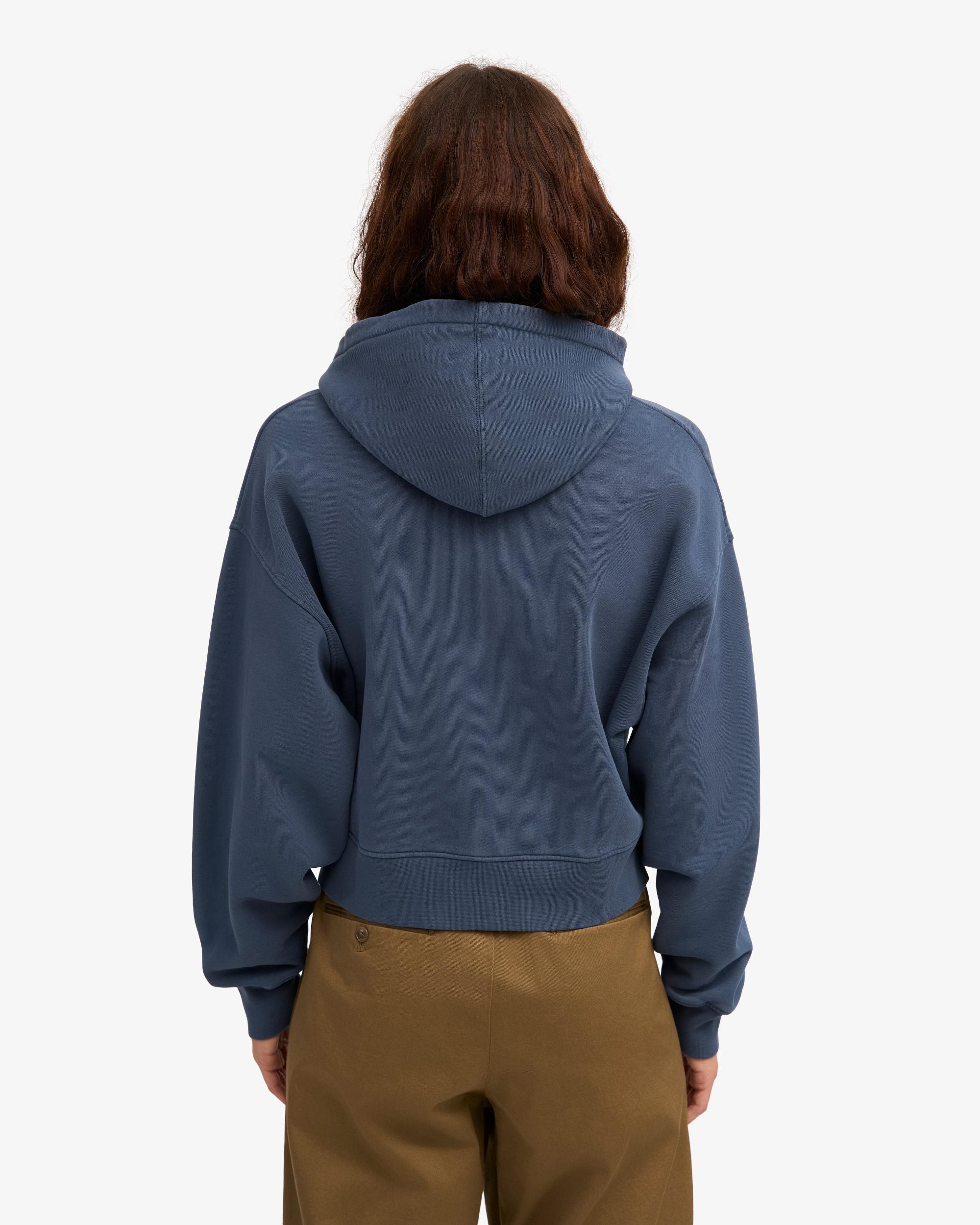 Organic Crop Zip Hood - Petrol Blue Product Image