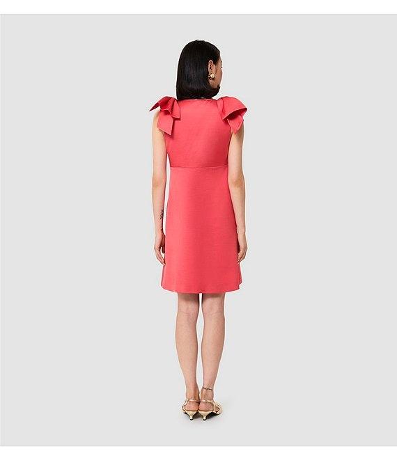 Tara Jarmon Remarquable Satin V-Neck Sleeveless Bow Shoulder Dress Product Image