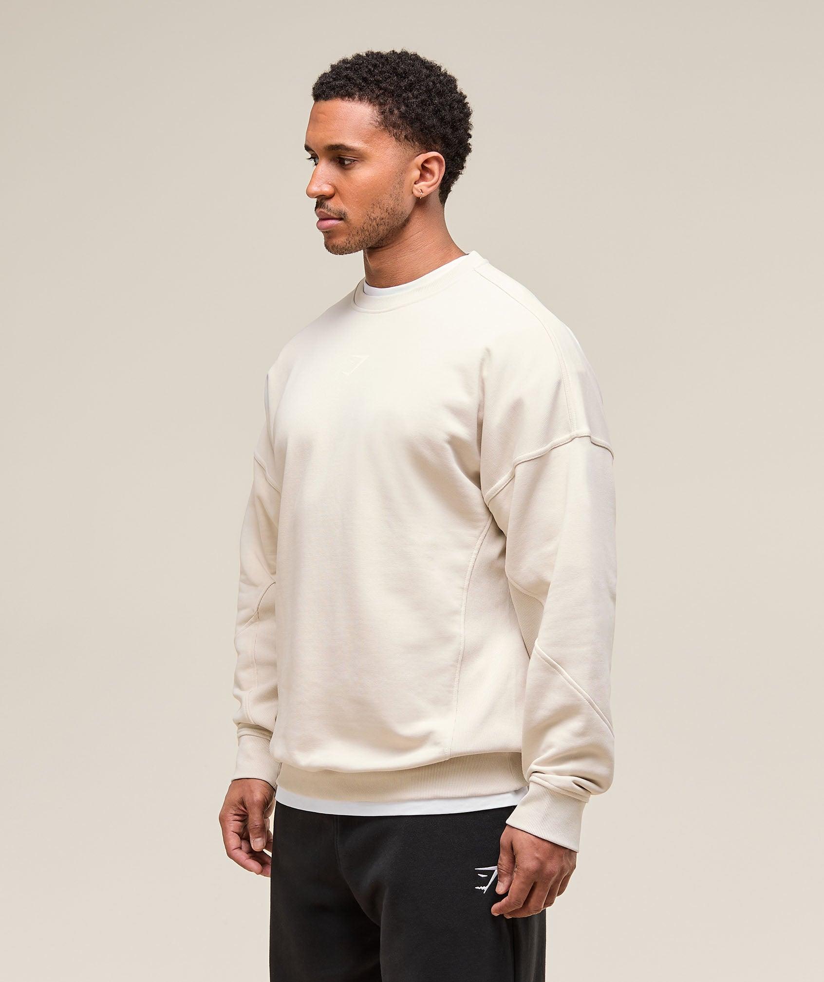 Gymshark Power Crew - Oat White Male Product Image