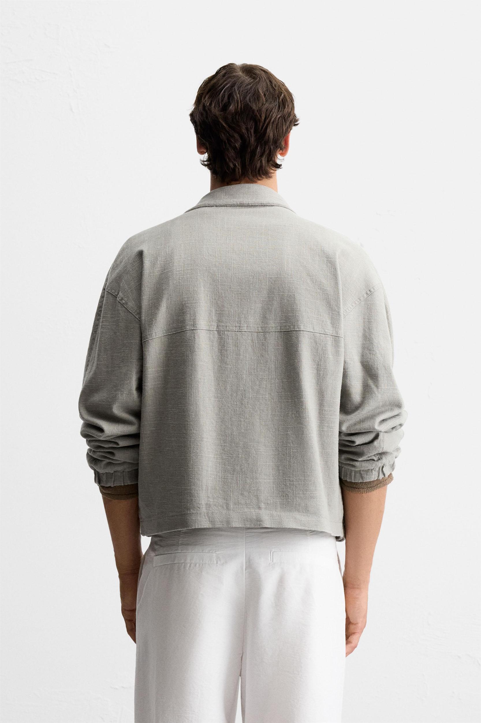 LINEN-COTTON TEXTURED JACKET Product Image