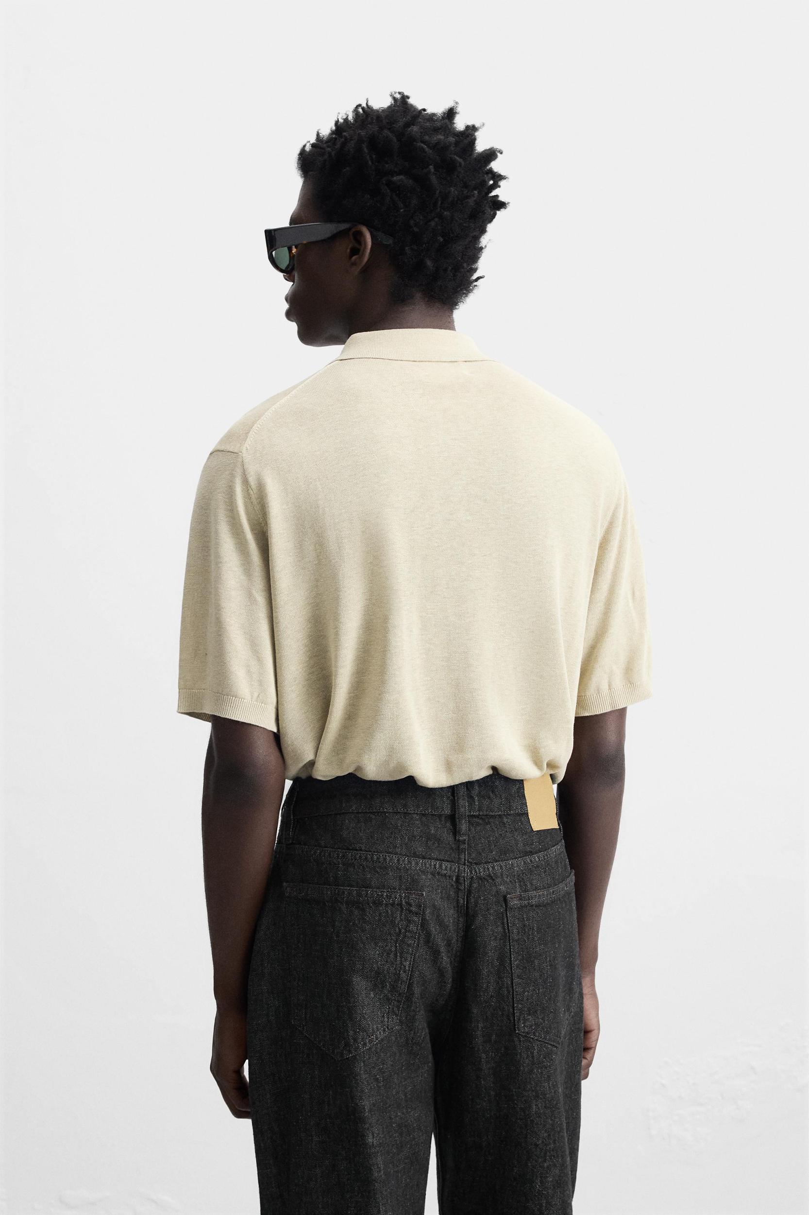 KNIT SILK LINEN POLO SHIRT Product Image