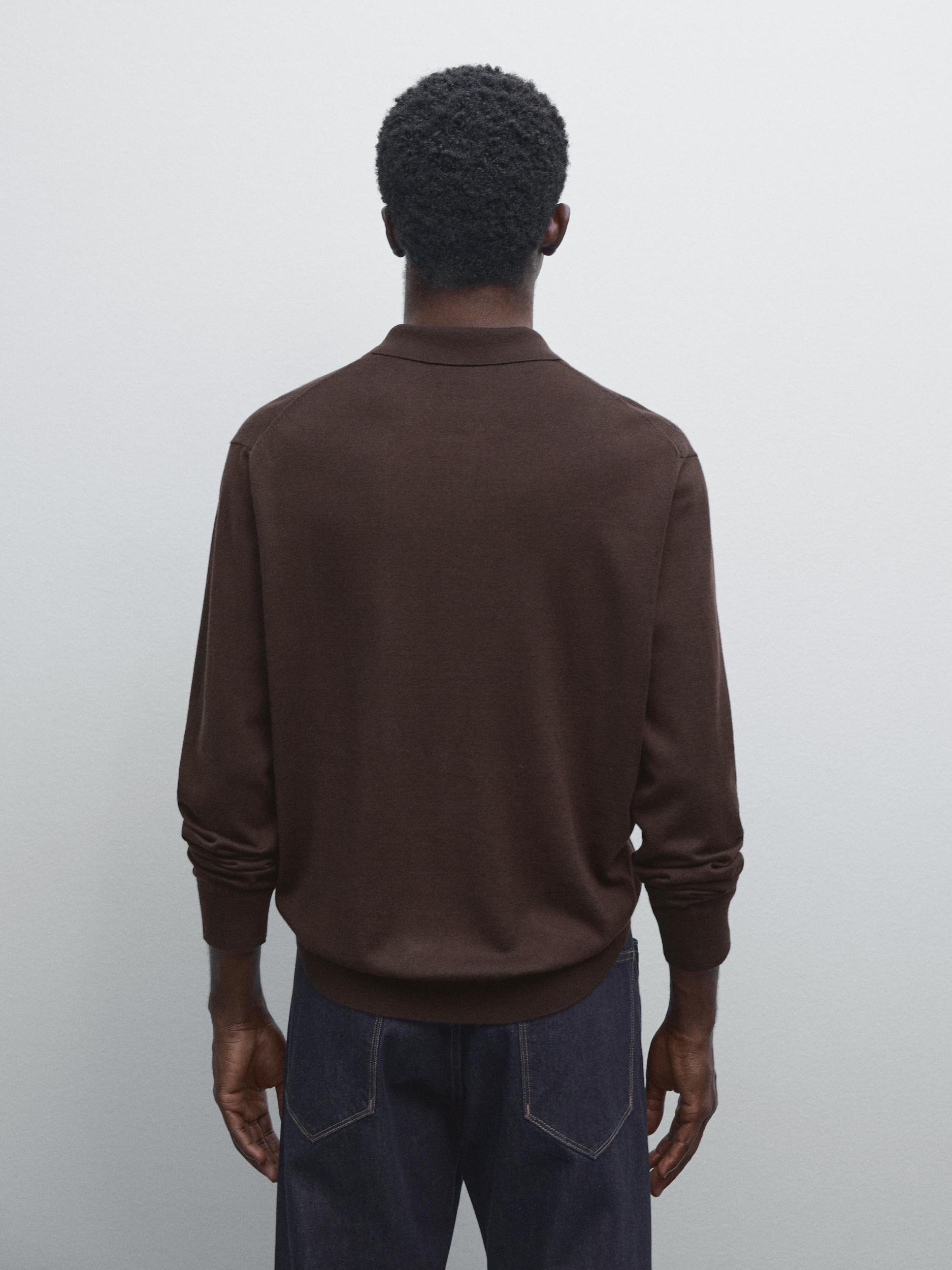 Cotton blend knit polo sweater Product Image