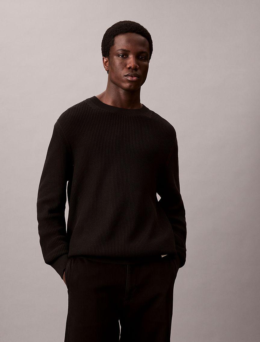 Cotton Mesh Relaxed Sweater Product Image