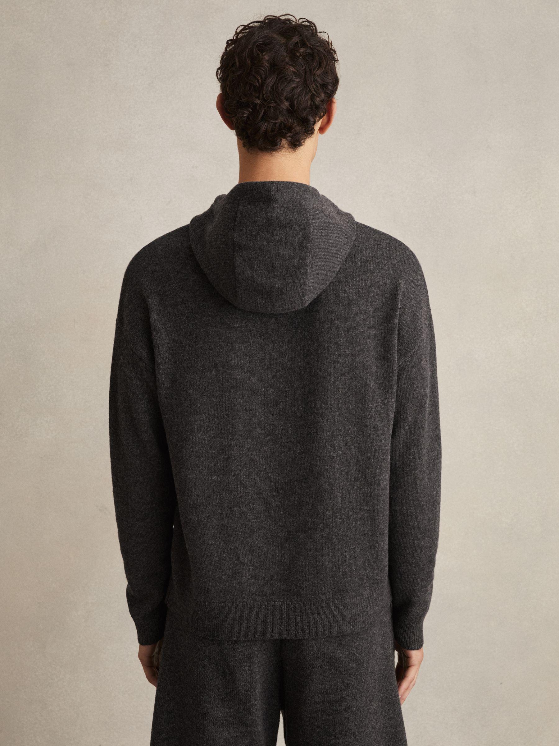 Wool Blend Heavy Knit Hoodie in Charcoal Melange Product Image