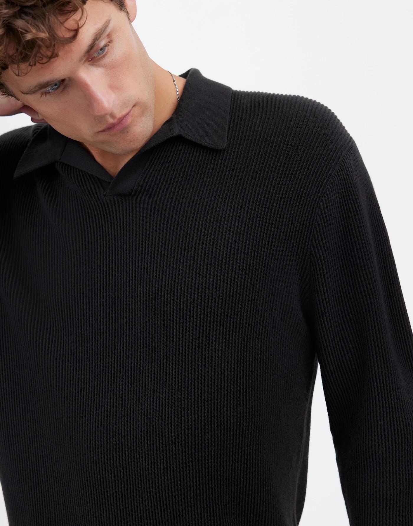 Johnny-Collar Sweater Polo Shirt in Merino Wool Product Image