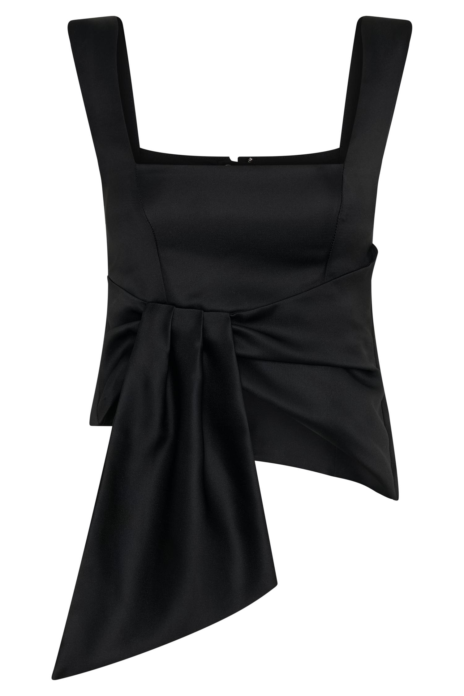 Bryony Satin Structured Sleeveless Top - Black Product Image