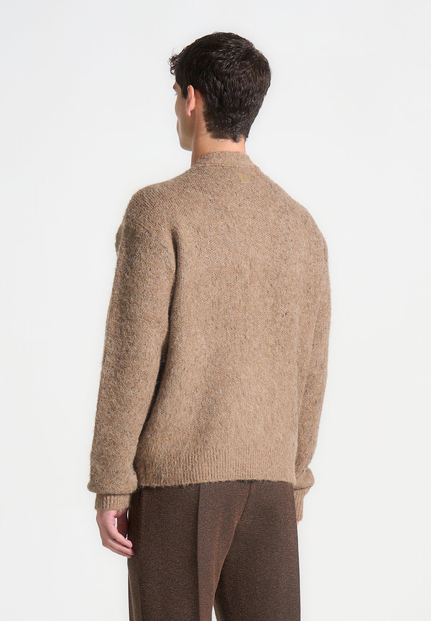 Brushed Wool Knit Cardigan - Beige Male Product Image