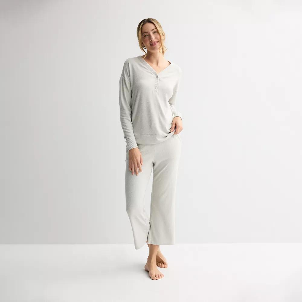 Women's Sonoma Goods For Life® Knit Henley Pajama Top, Size: Small, Silver Ash Product Image