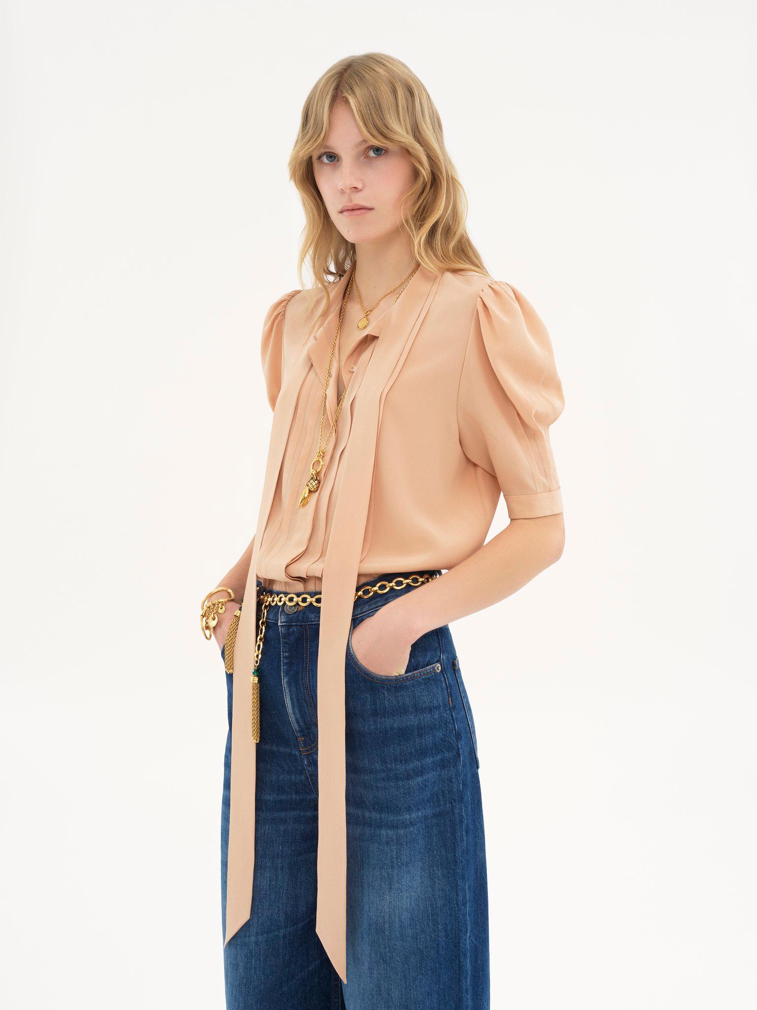 Lavallière blouse in crêpe de chine Product Image