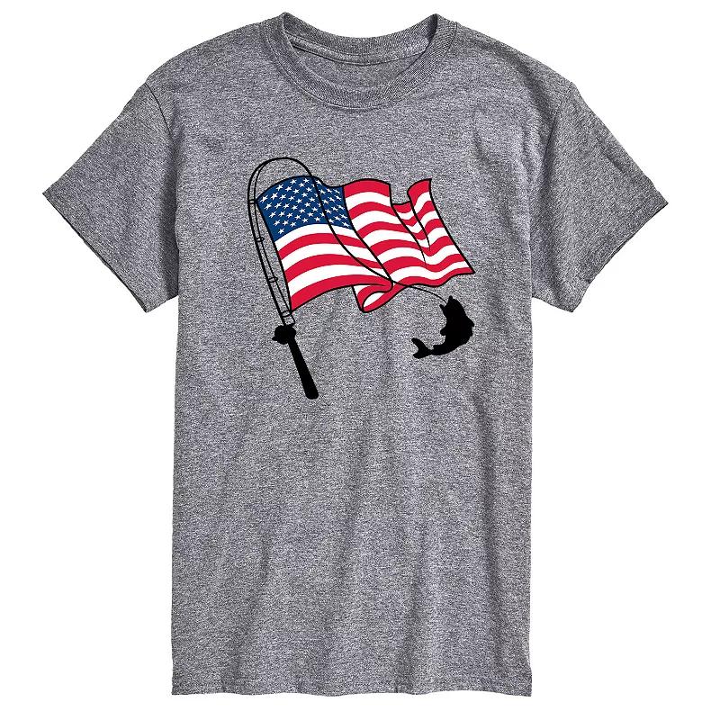 Men's Fishing Rod Flag Pole Graphic Tee,  Product Image