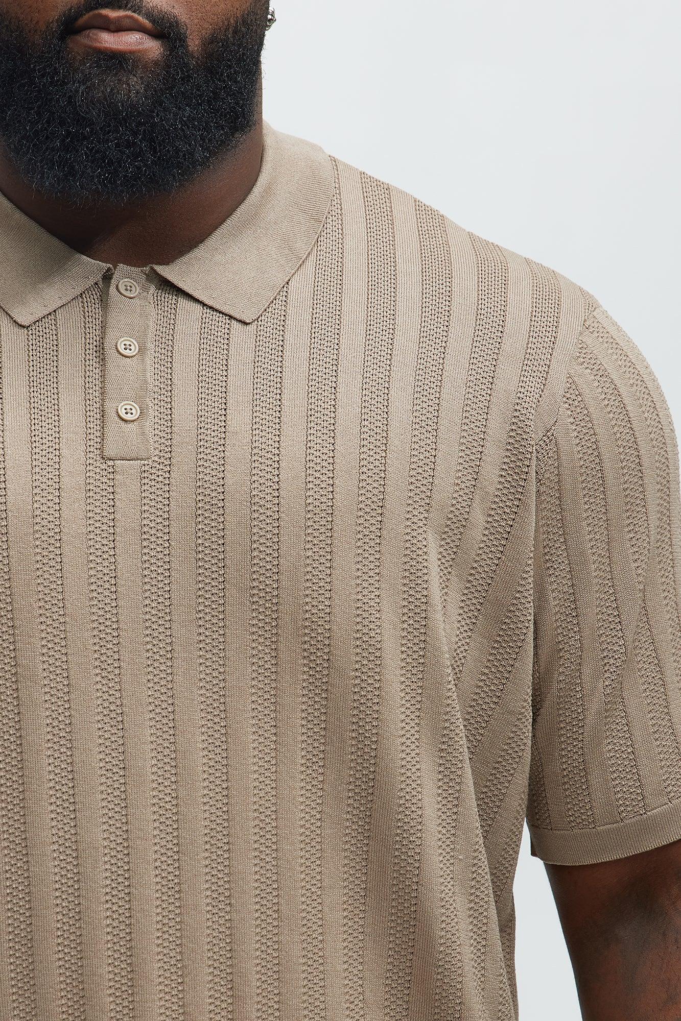 Lorenzo Textured Polo Shirt - Taupe Product Image