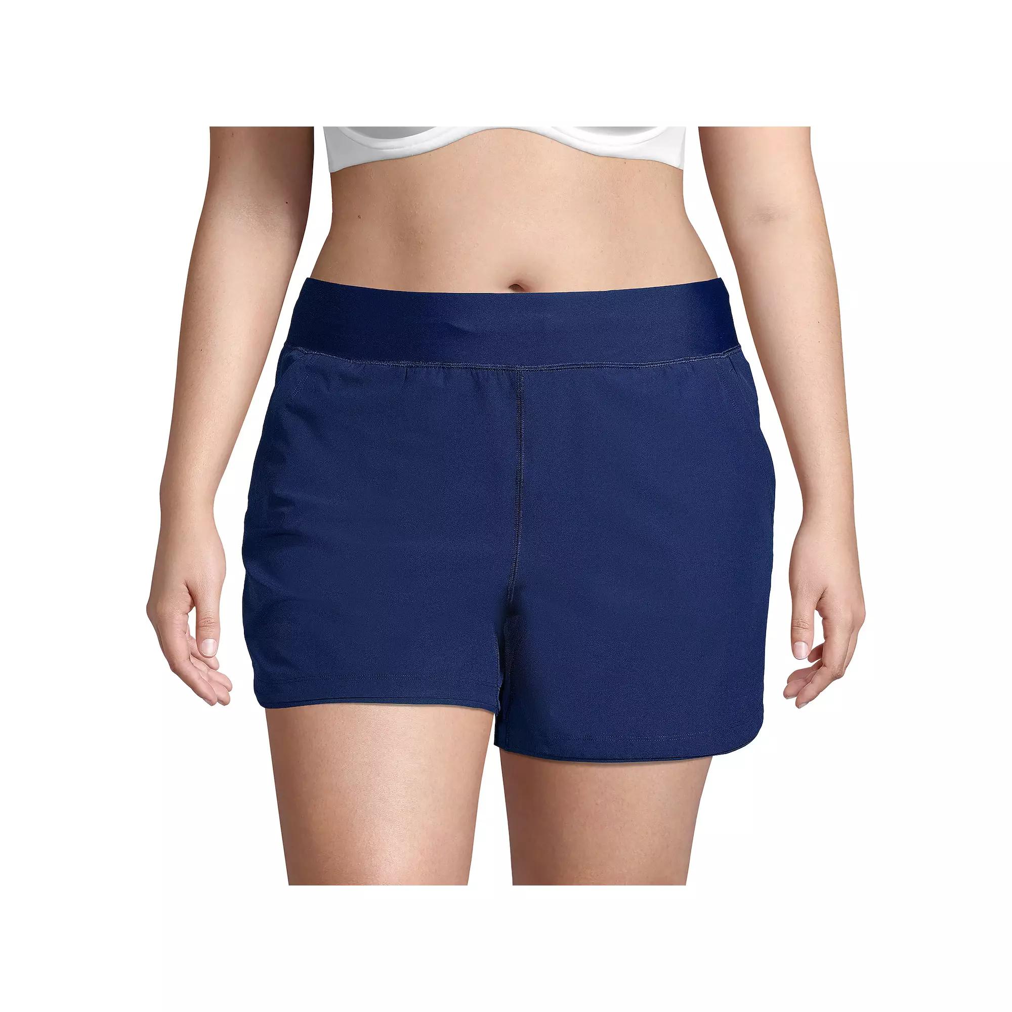 Plus Size Lands' End 5" Quick Dry Swim Shorts With Panty, Women's, Size: 22 W, Deep  Blue Product Image