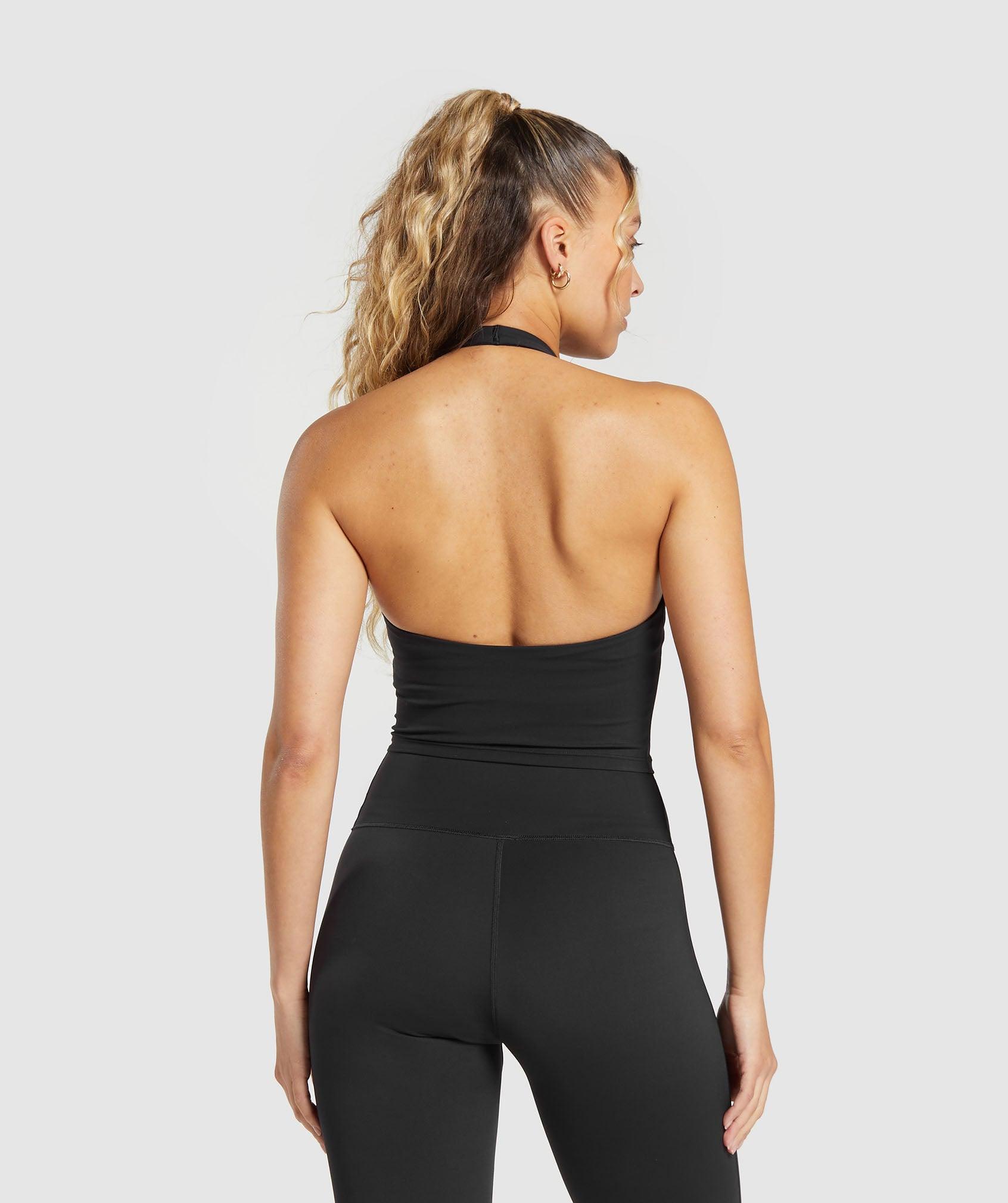 Gymshark Halter Neck Cami with Shelf - Black Female Product Image