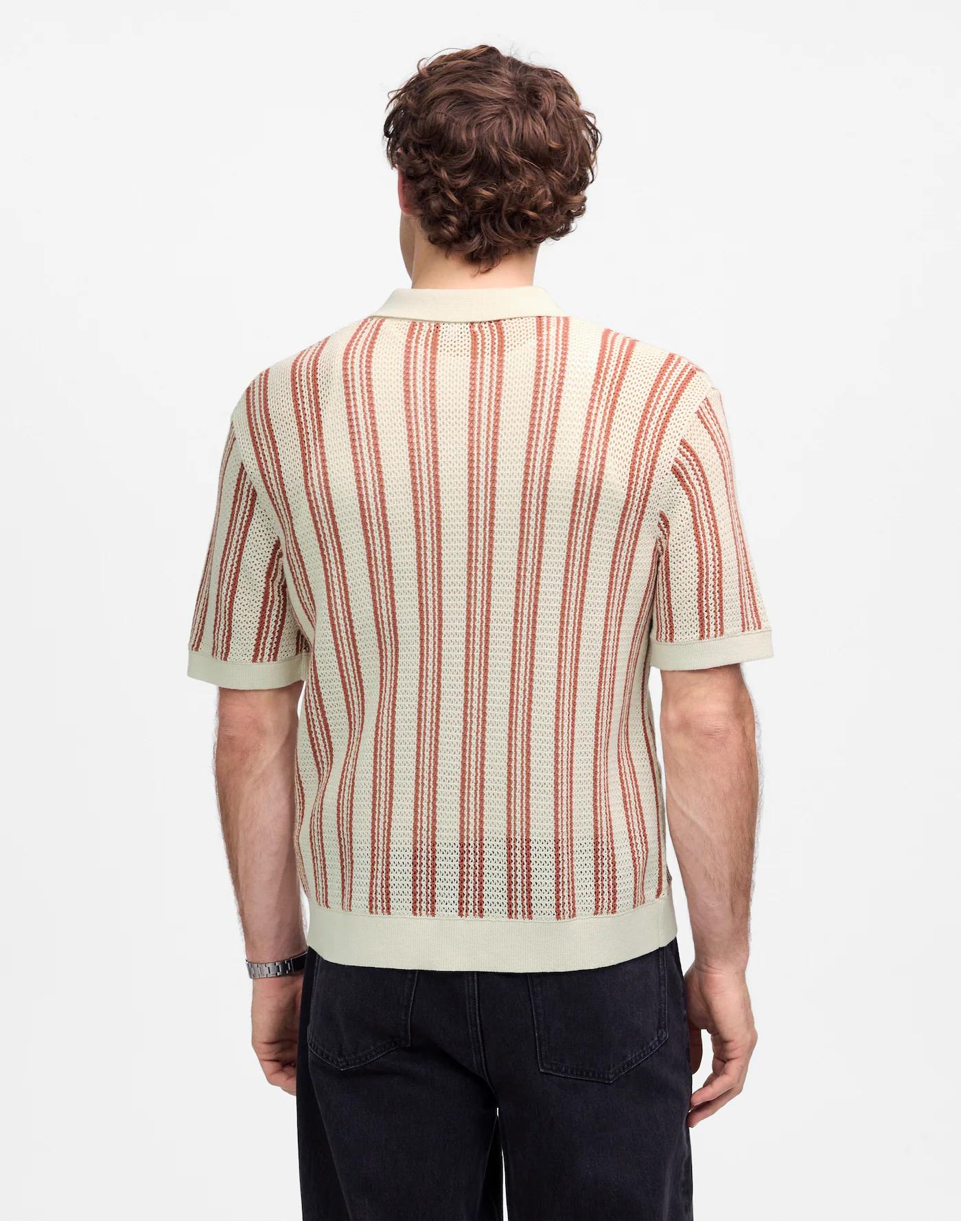 Open-Stitch Button-Up Sweater Polo Product Image