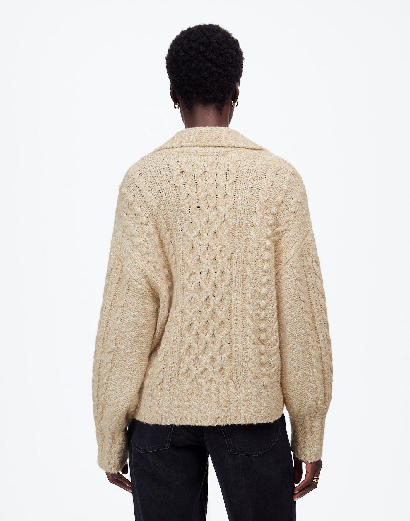 Cotton-Merino Wool Blend Cable-Knit Sweater Product Image