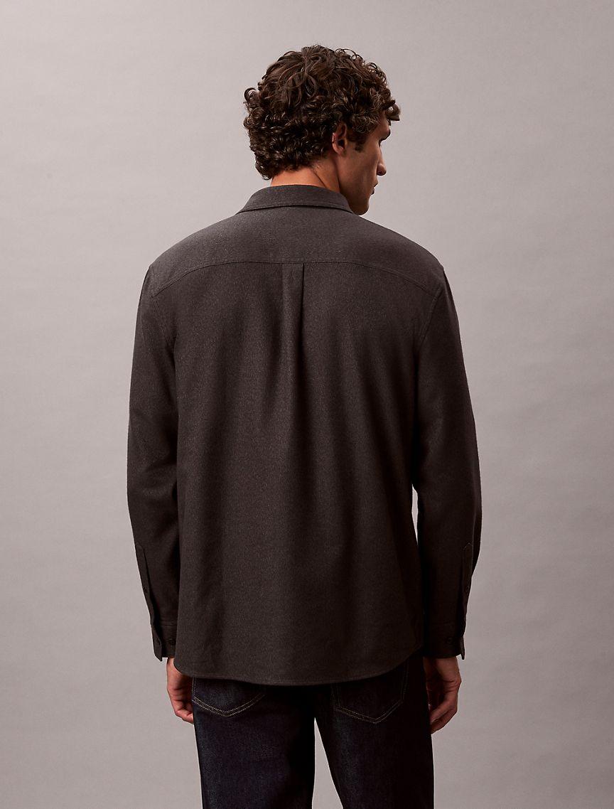Melange Flannel Relaxed Button-Down Shirt Product Image