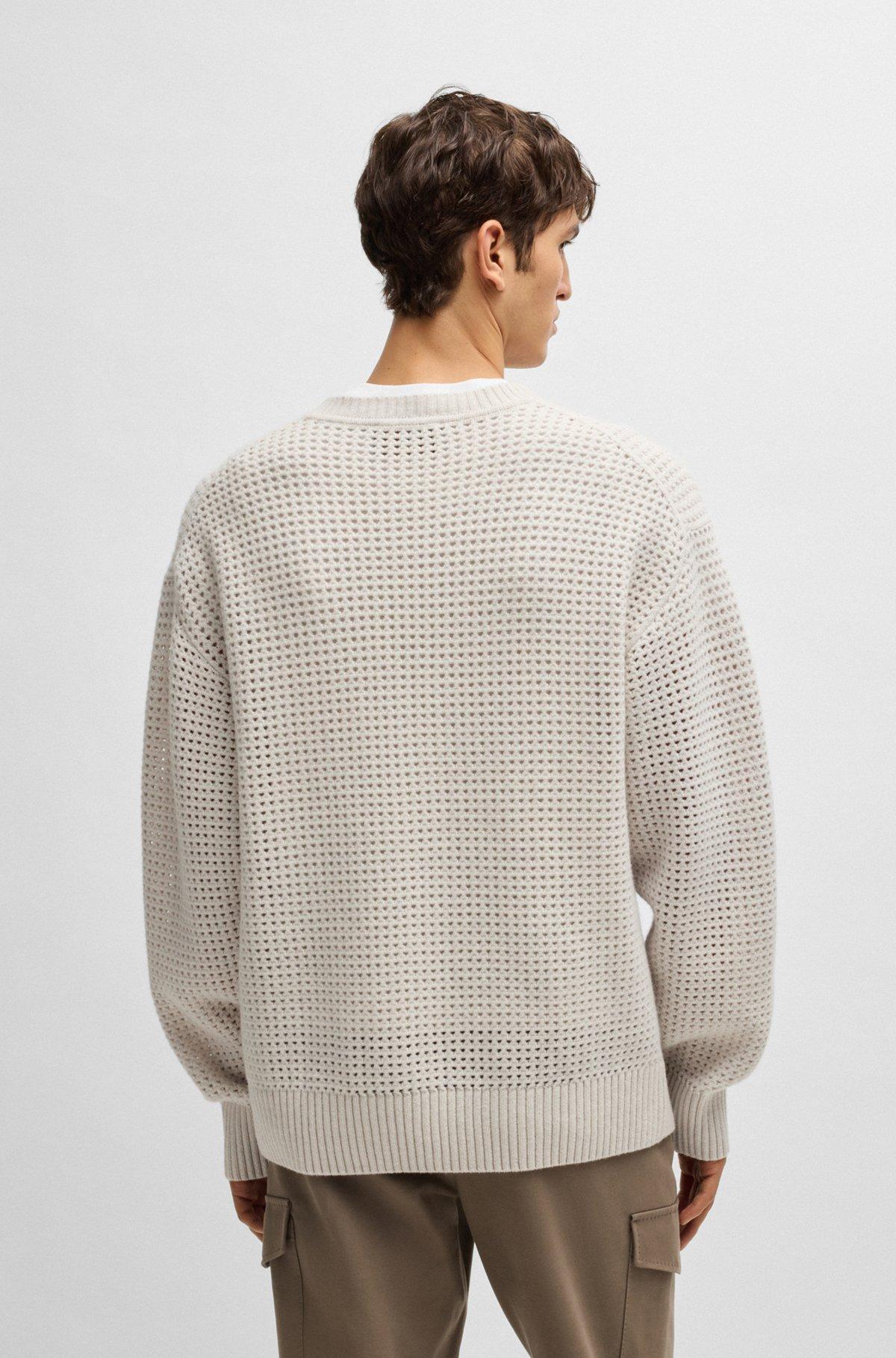 Relaxed-fit sweater in structured wool and cashmere Product Image