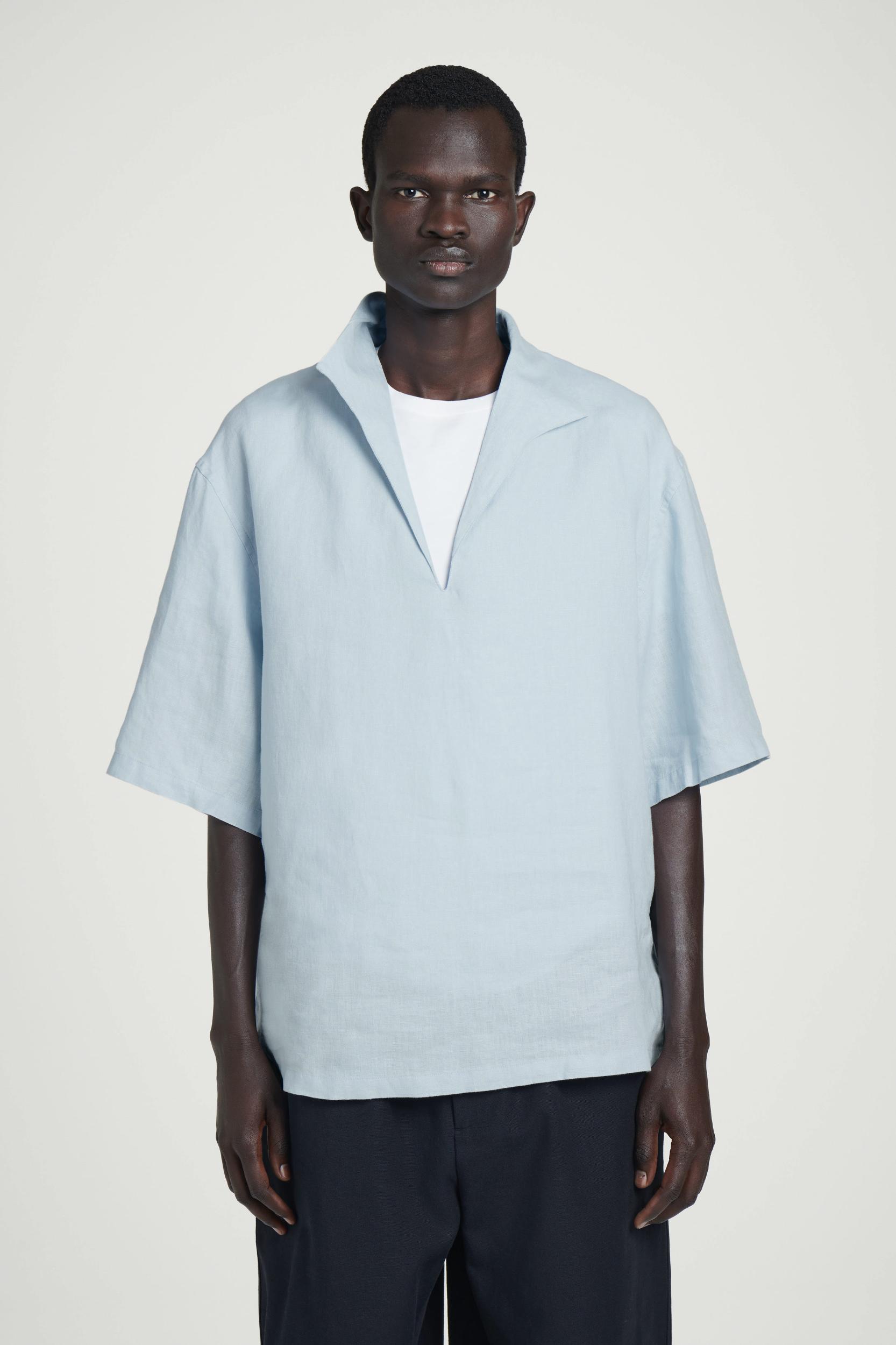 OPEN-COLLAR LINEN SHIRT Product Image