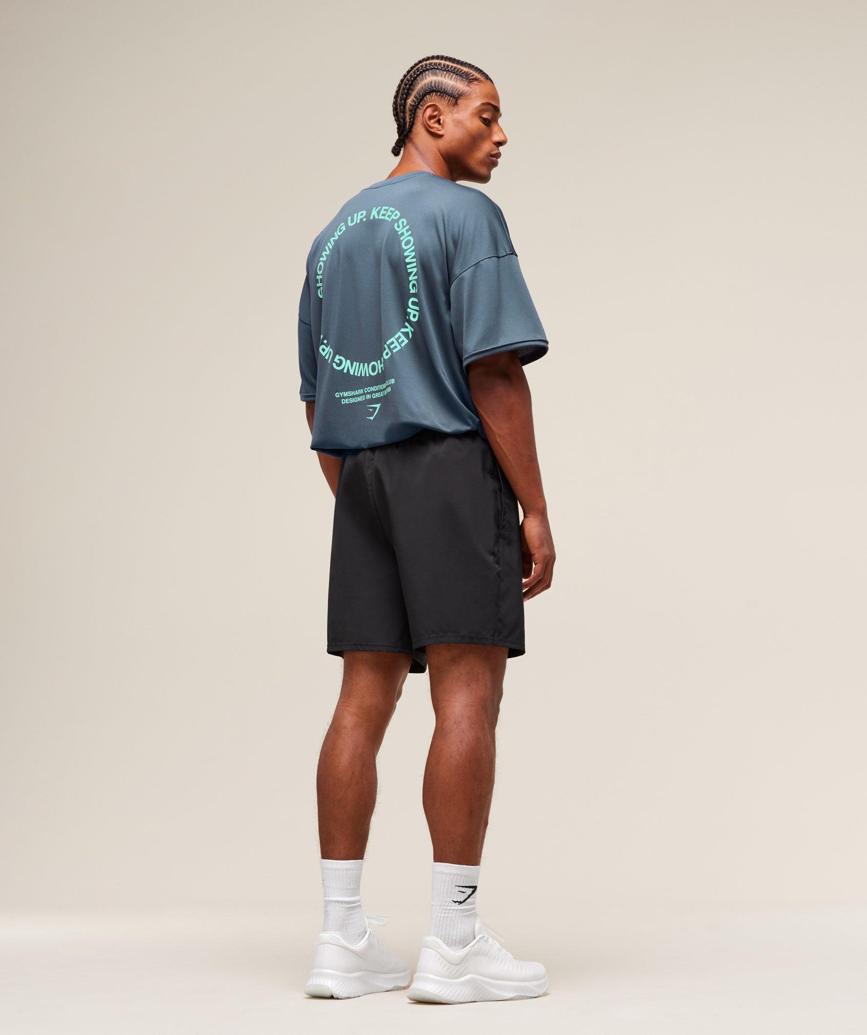 Gymshark Keep Showing Up T-Shirt - Titanium Blue Male Product Image