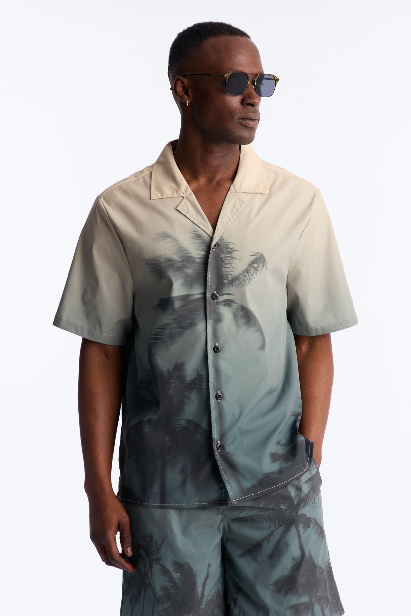 Relaxed Moab Breeze Cuban Collar Button Up Shirt - Taupe Male Product Image