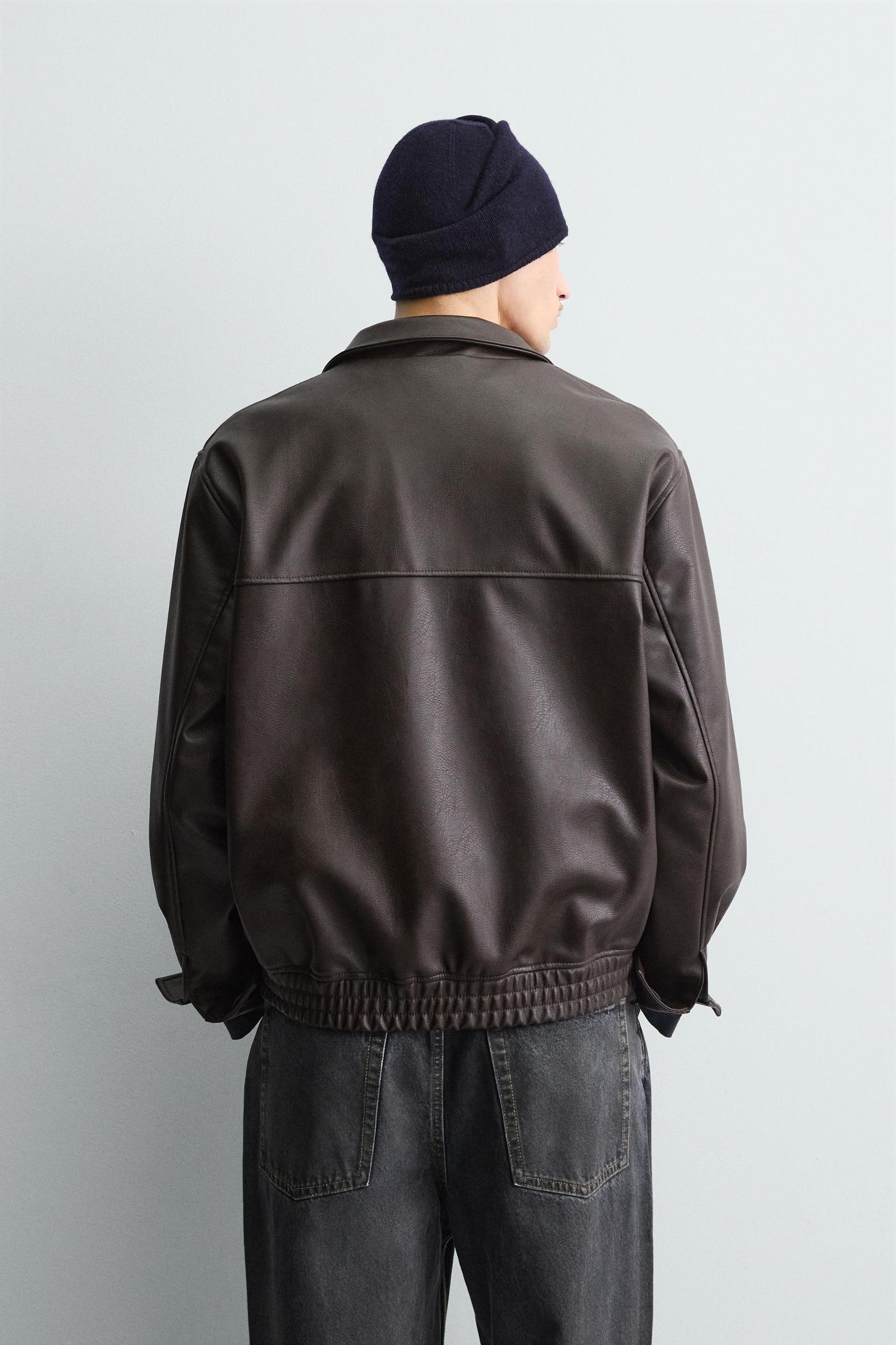 FAUX LEATHER BOMBER JACKET Product Image