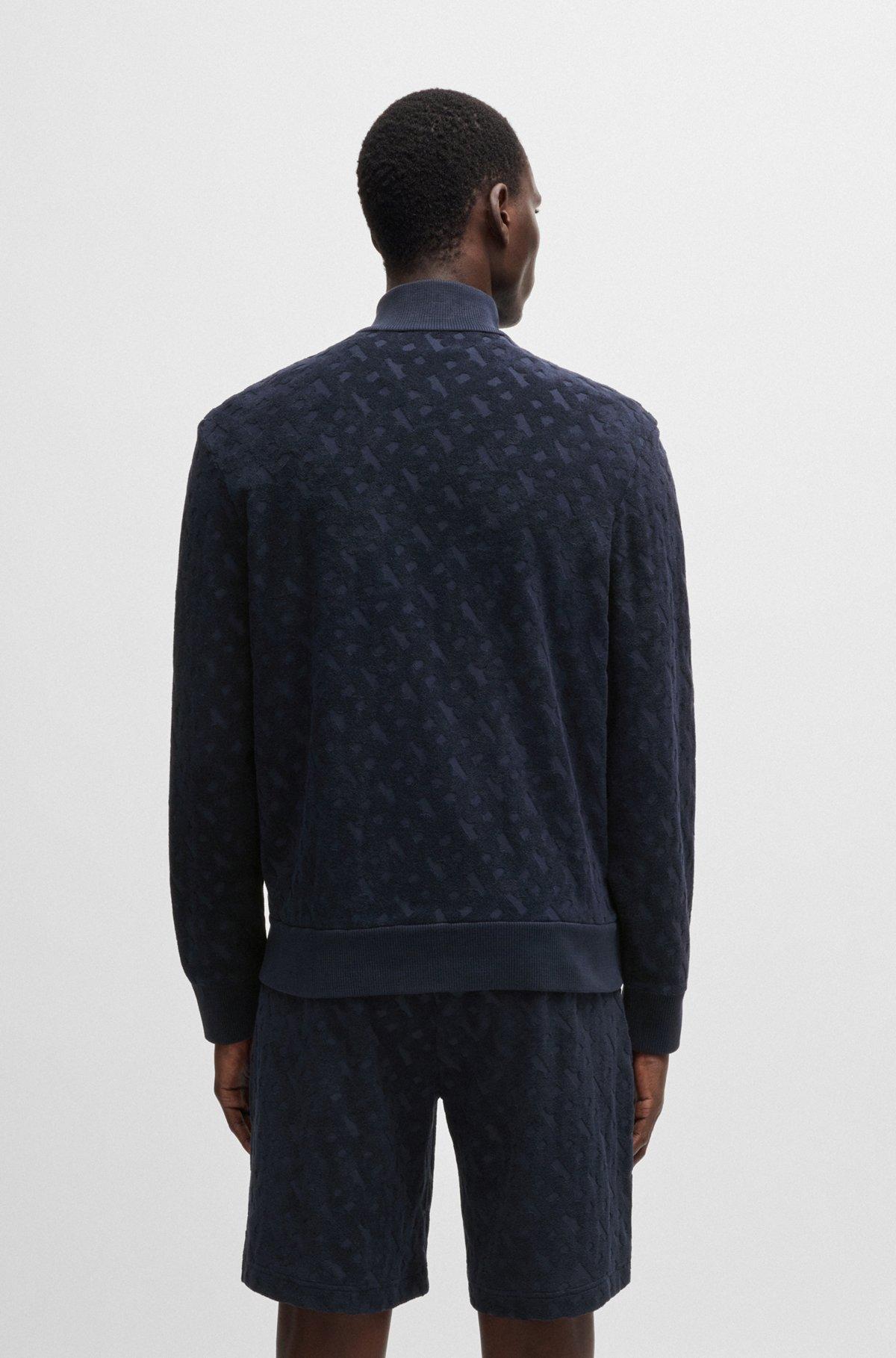 Zip-up sweatshirt in cotton with tonal monograms Product Image