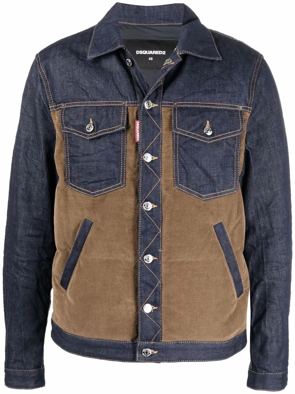 panelled denim corduroy jacket Product Image