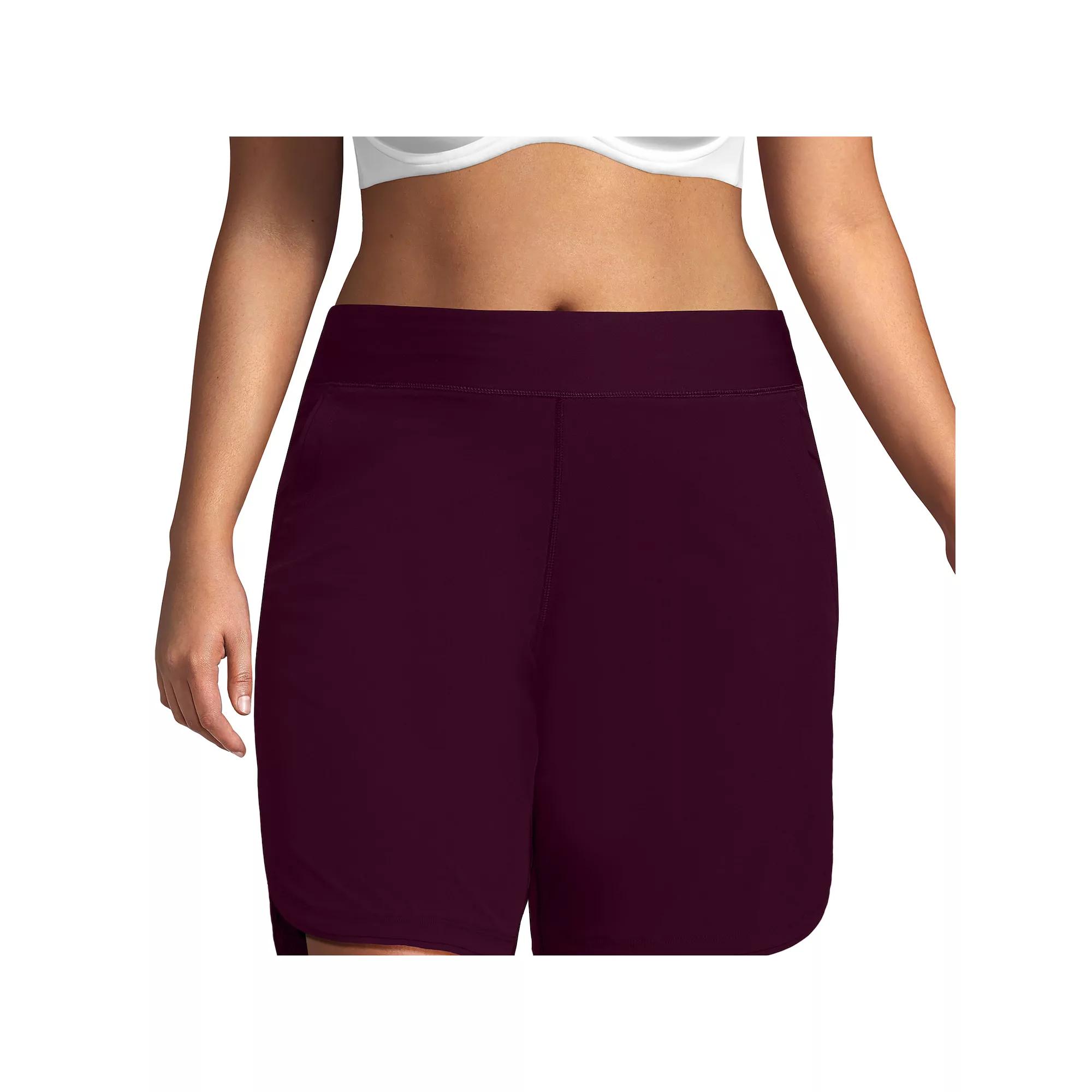 Plus Size Lands' End 9" Quick Dry Swim Board Shorts With Panty, Women's, Size: 18 W, Dark Red Product Image