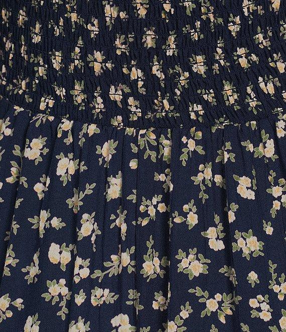 Angie Ditsy Floral Print Scoop Neck Short Puff Sleeve Ruffle Hem Midi Dress Product Image