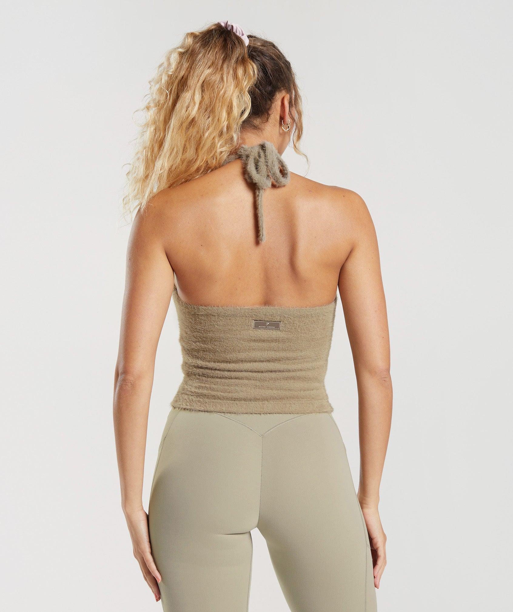Gymshark Whitney Eyelash Knit Midi Halter Top - Cement Brown Female Product Image