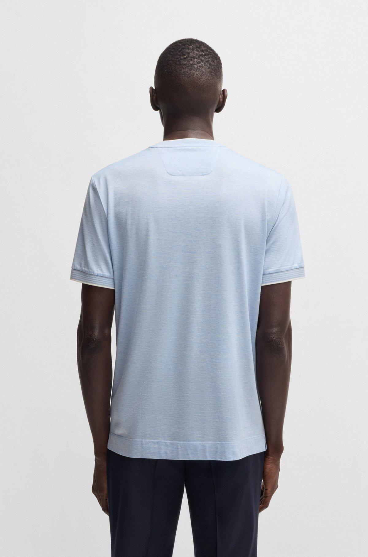 Cotton-silk T-shirt with fineline stripes Product Image