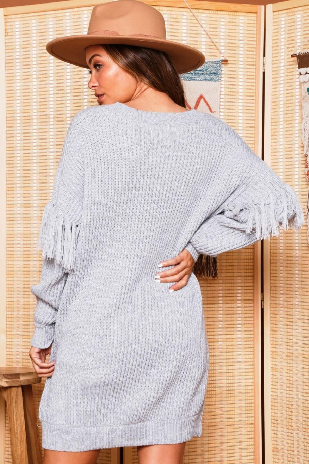 Fringe Detail Sweater Dress Product Image