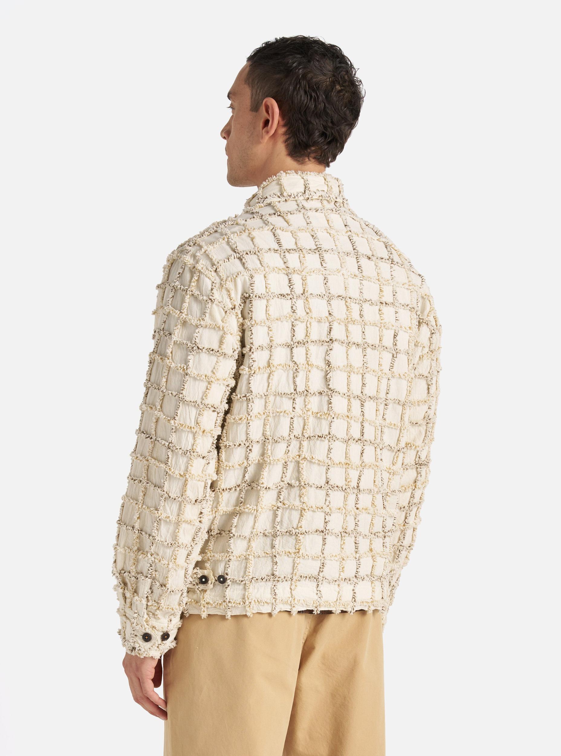 Universal Works Windcheater Jacket in Ecru 3D Check Product Image