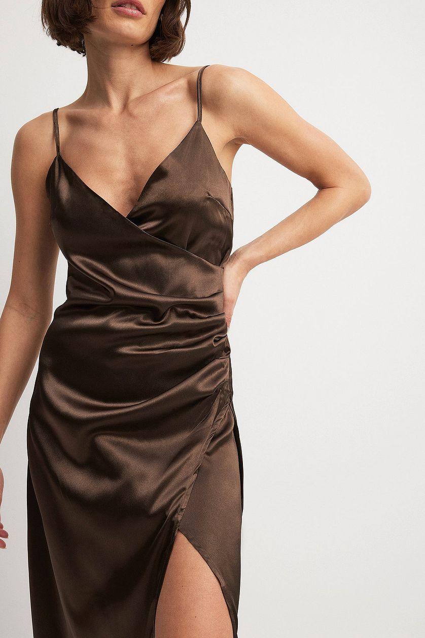 Overlap Satin Slip Dress Product Image