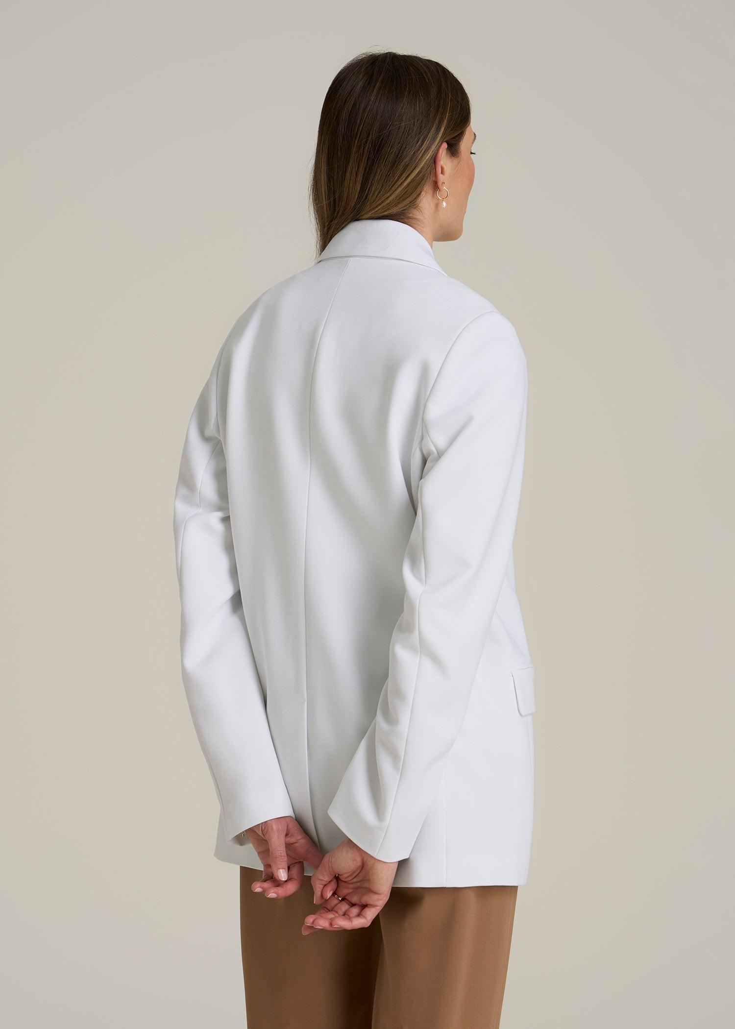 Boyfriend Fit Single-Button Blazer for Tall Women in Optic White Female Product Image
