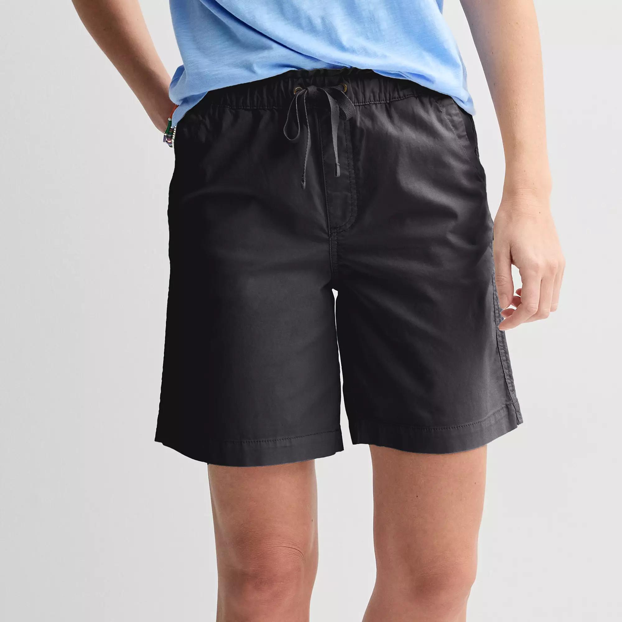 Petite Sonoma Goods For Life® Easy Paperbag Waist Bermuda Shorts, Women's, Size: Medium Petite, Black Gem Product Image