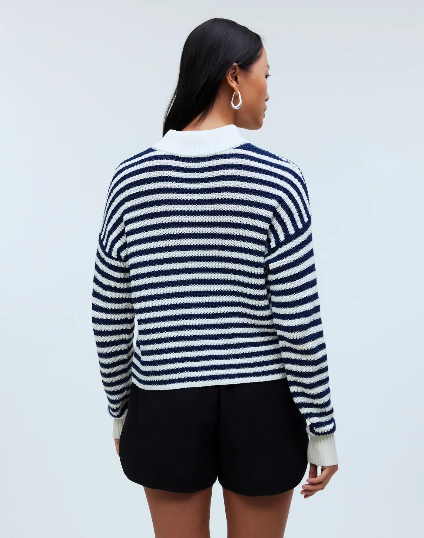 Ribbed Half-Zip Sweater in Stripe Product Image