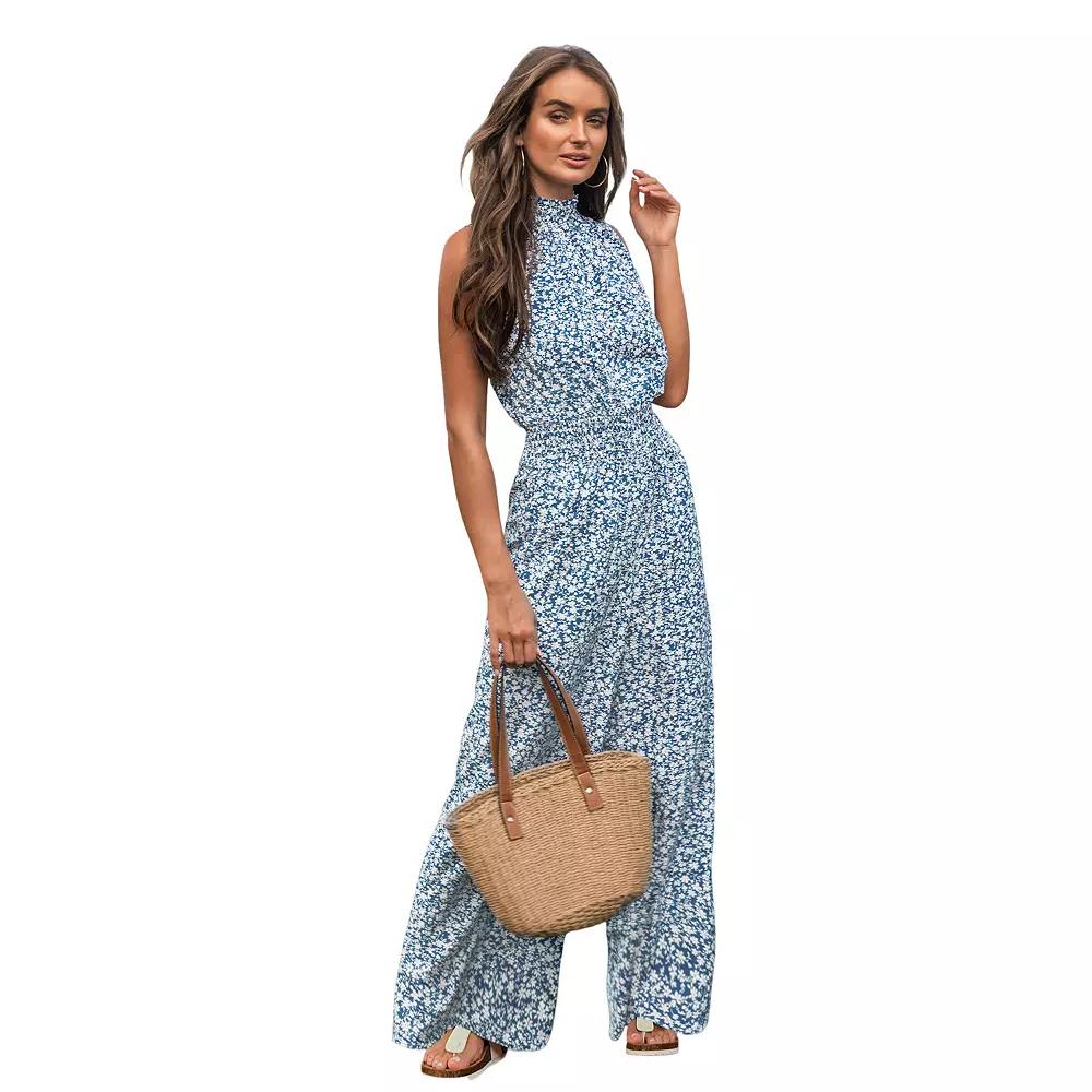 Women's Cupshe Ditsy Floral Smocked Cover-Up Jumpsuit,  Product Image
