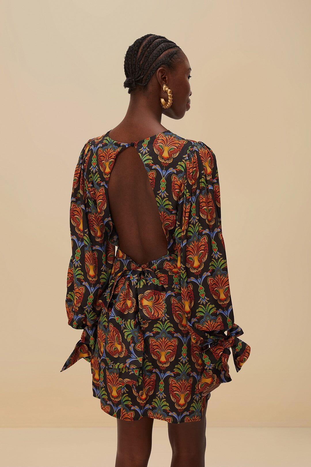 Black Boho Panther LENZING™ ECOVERO™ Viscose Mini Dress Product Image