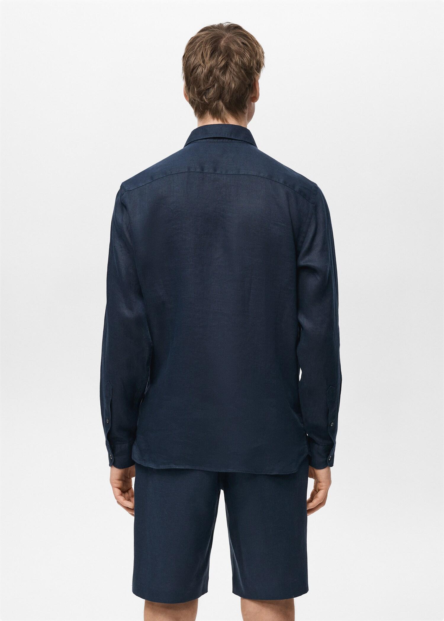 100% linen slim-fit shirt - Men | MANGO USA Product Image