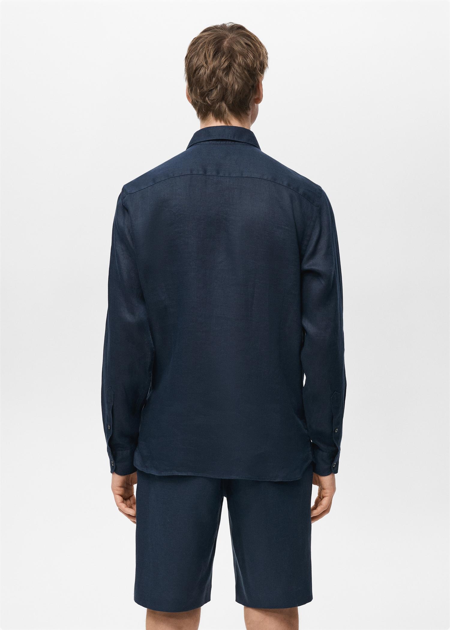 100% linen slim-fit shirt - Men | MANGO USA Product Image