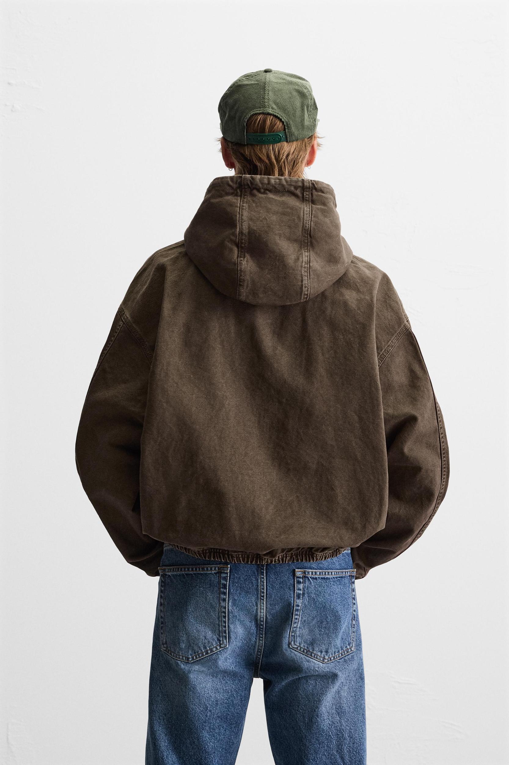 HOODED DENIM JACKET Product Image